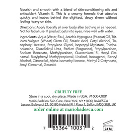 Mario Badescu Vitamin E Body Lotion label highlights antioxidant ingredients for daily care
