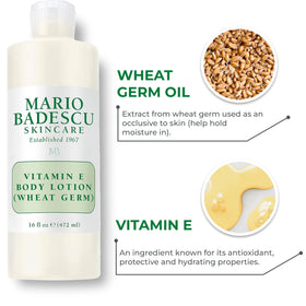 Mario Badescu Vitamin E Body Lotion pump-top in use delivering light moisture