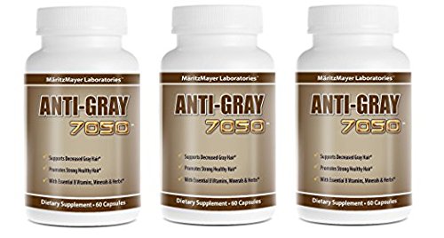 Maritzmayer Laboratories Anti Gray Hair 7050 bottle front shows pigment-supporting formula.