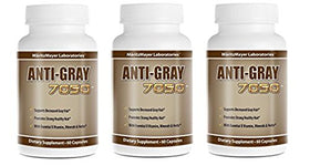 Maritzmayer Laboratories Anti Gray Hair 7050 bottle front shows pigment-supporting formula.