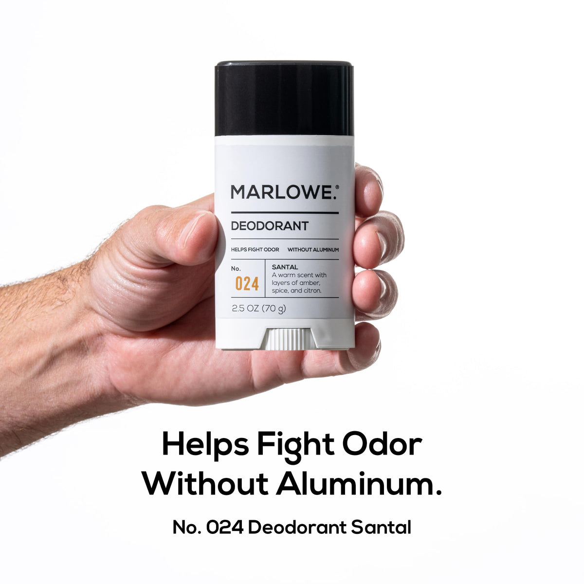 MARLOWE deodorant stick smooth glide for easy application.