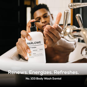 MARLOWE. Men’s Body Wash citron hint brightens the fragrance profile.