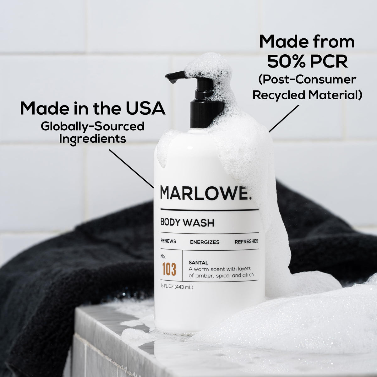 MARLOWE. Men’s Body Wash ideal for daily use and gym showers.