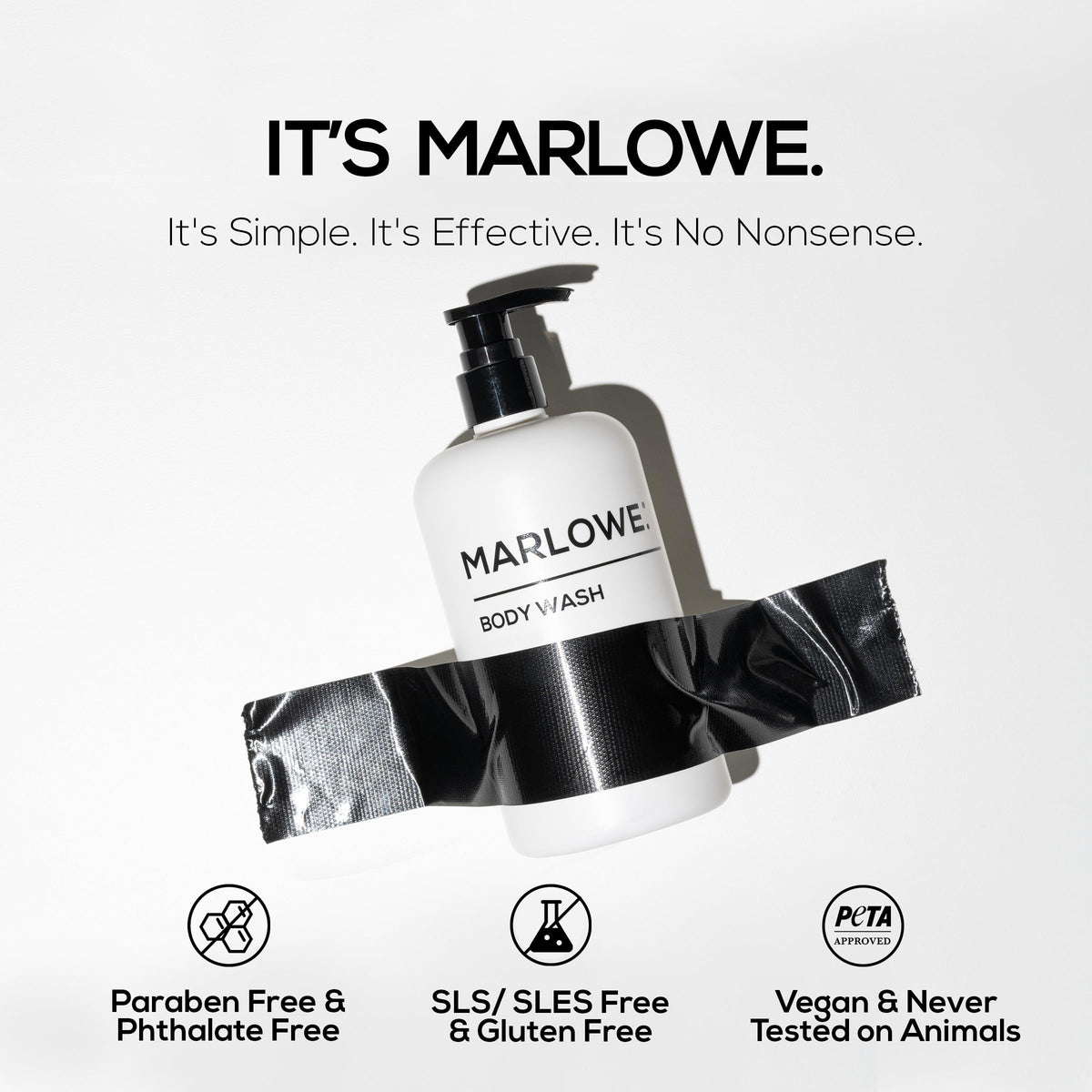 MARLOWE. Men’s Body Wash foamy lather for a thorough cleanse.