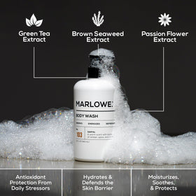 MARLOWE. Men’s Body Wash pump enables easy dispensing after workouts.