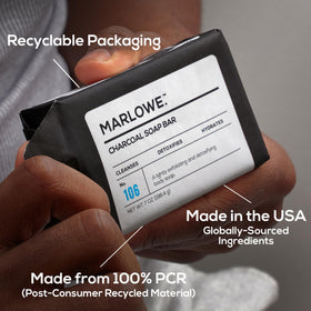 MARLOWE No. 106 Charcoal Soap 7 oz bar, dense and long-lasting