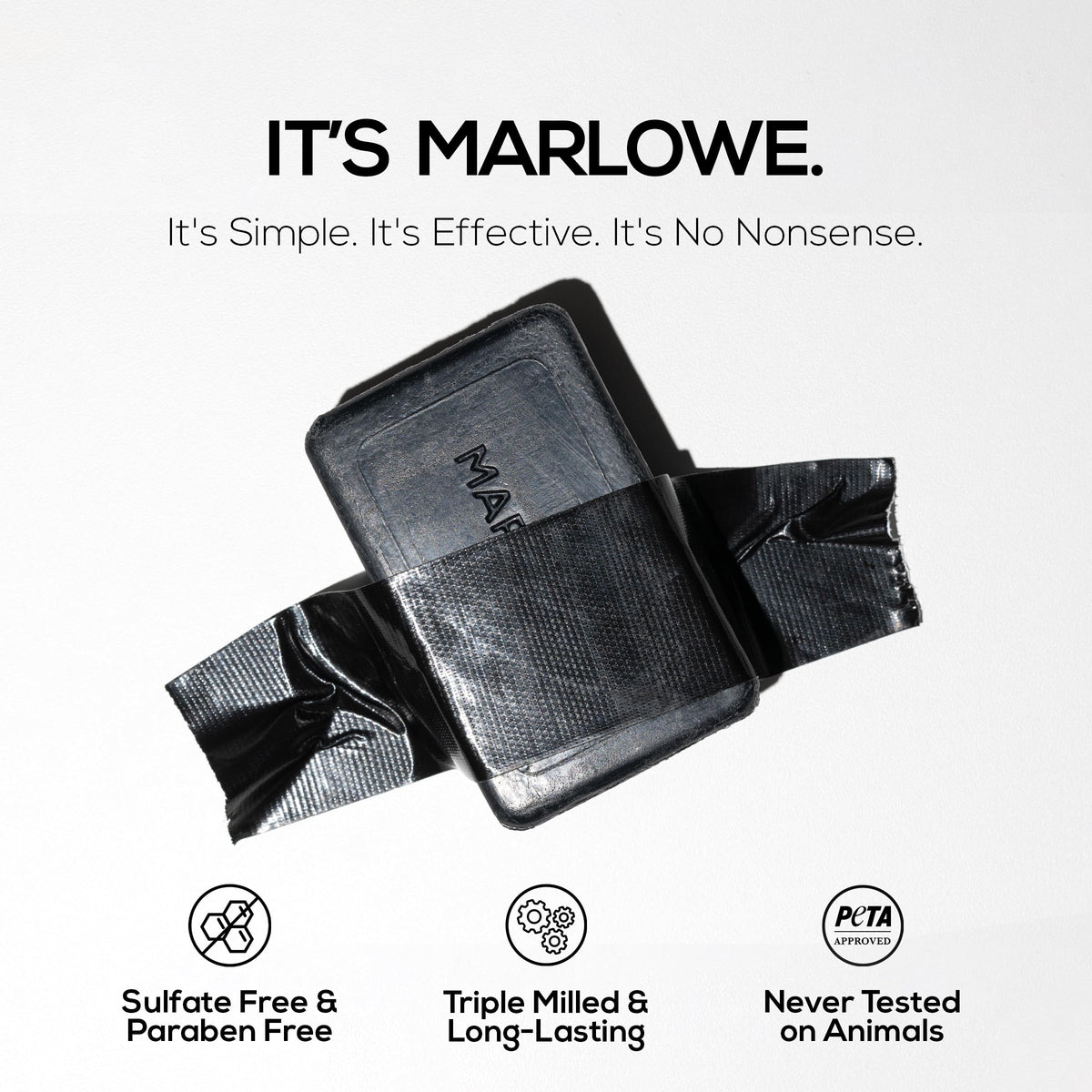 MARLOWE No. 106 Charcoal Soap with brown seaweed extract for hydrating skin