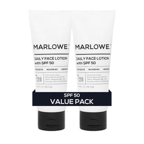 MARLOWE No. 128 bottle front with SPF 50 for daily protection.