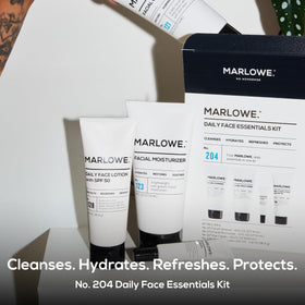 Close-up of Marlowe purifying facial cleanser removing impurities softly