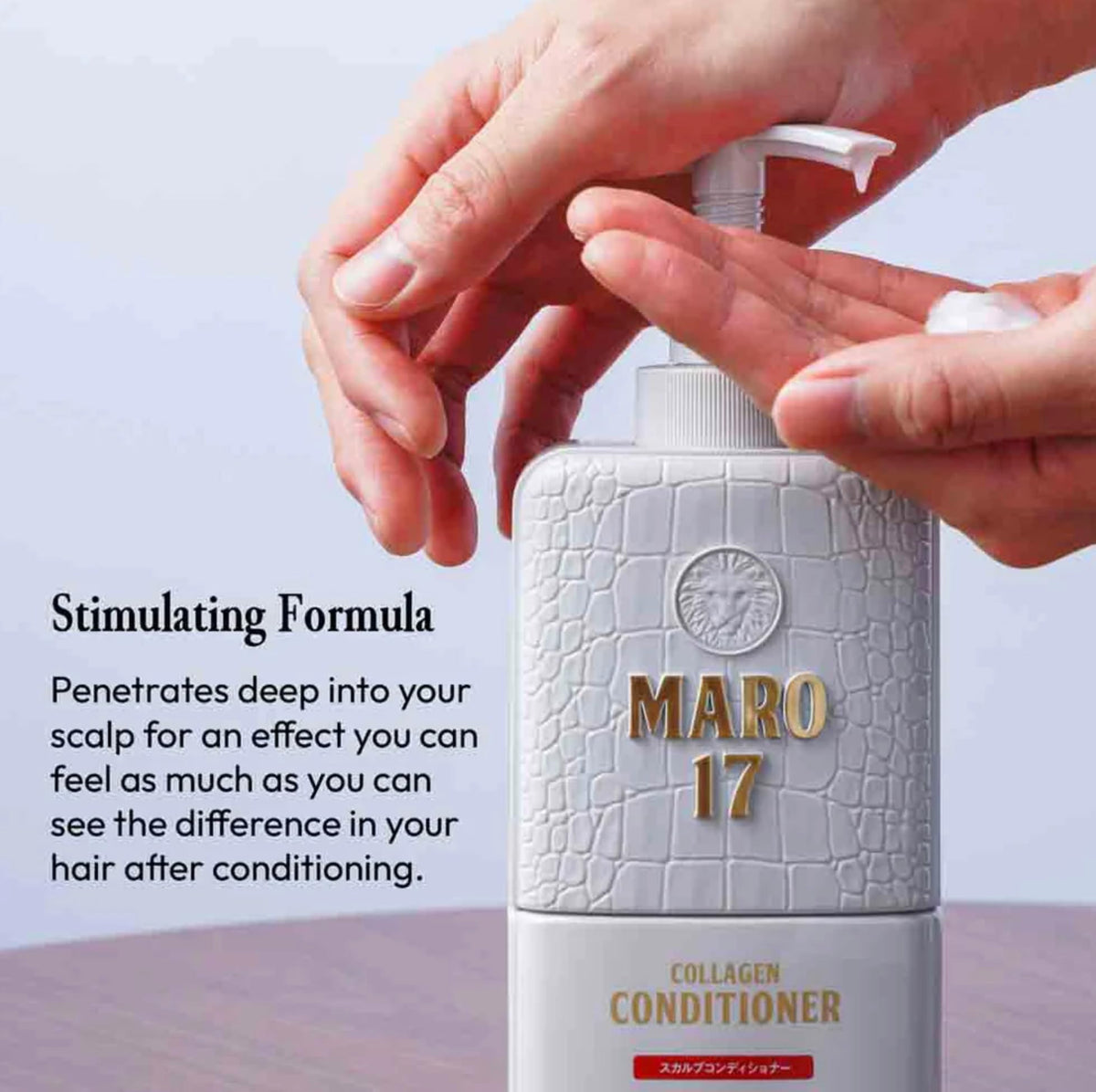 MARO17 collagen conditioner being applied to scalp for nourishment