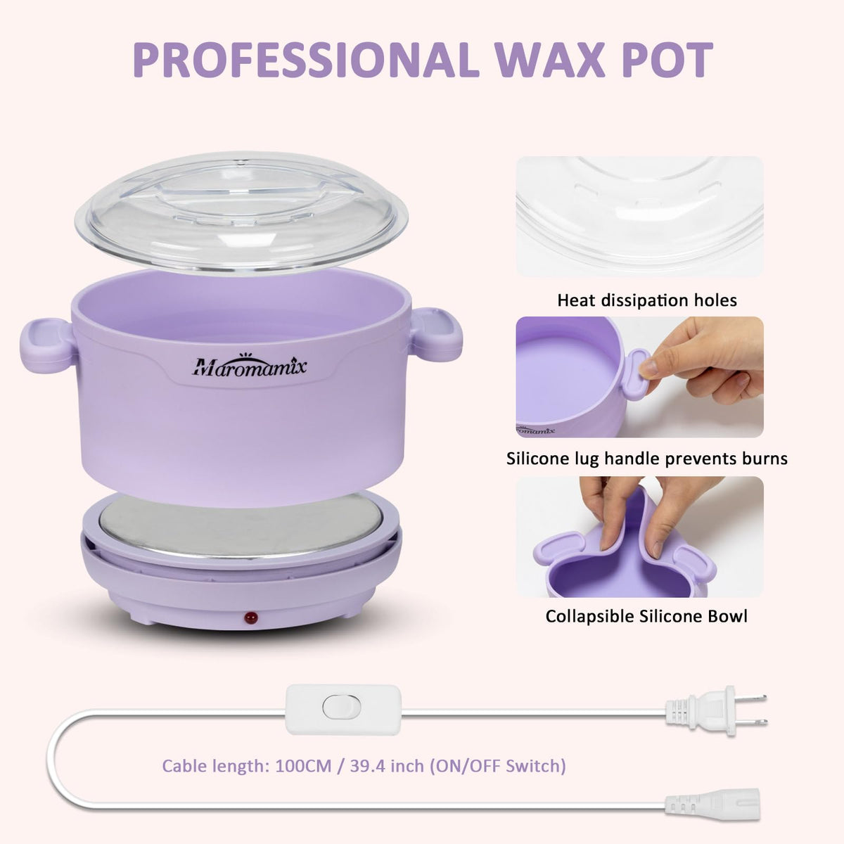 Maromamix device for eyebrows, bikini, legs waxing at home.