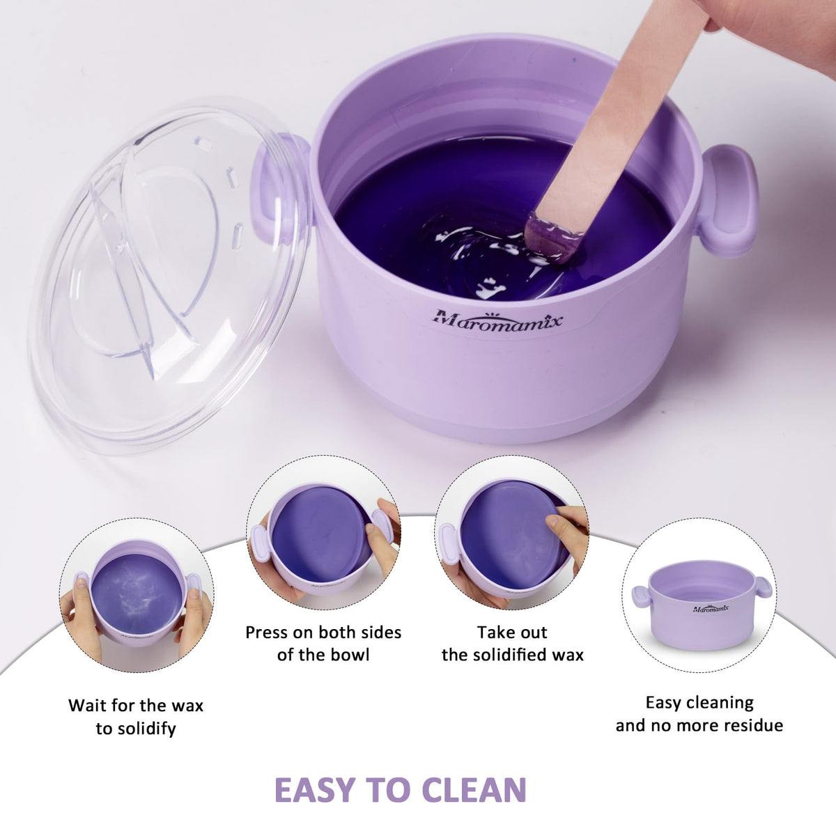Maromamix wax pot with PTC heating for fast, consistent melting.