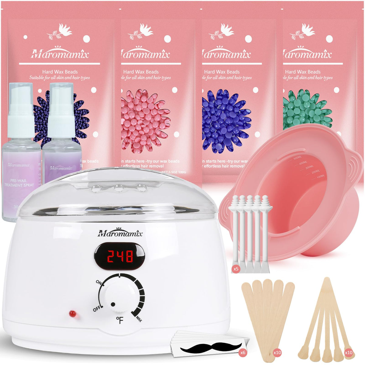 Maromamix digital wax warmer with precise temperature display for at-home waxing