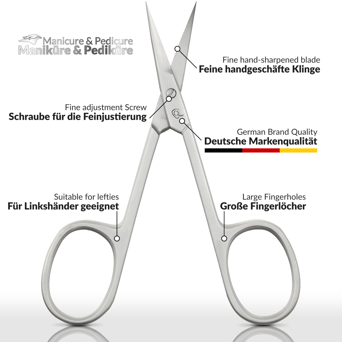 MarQus curved-tip scissors for precise grooming in nails and cuticles