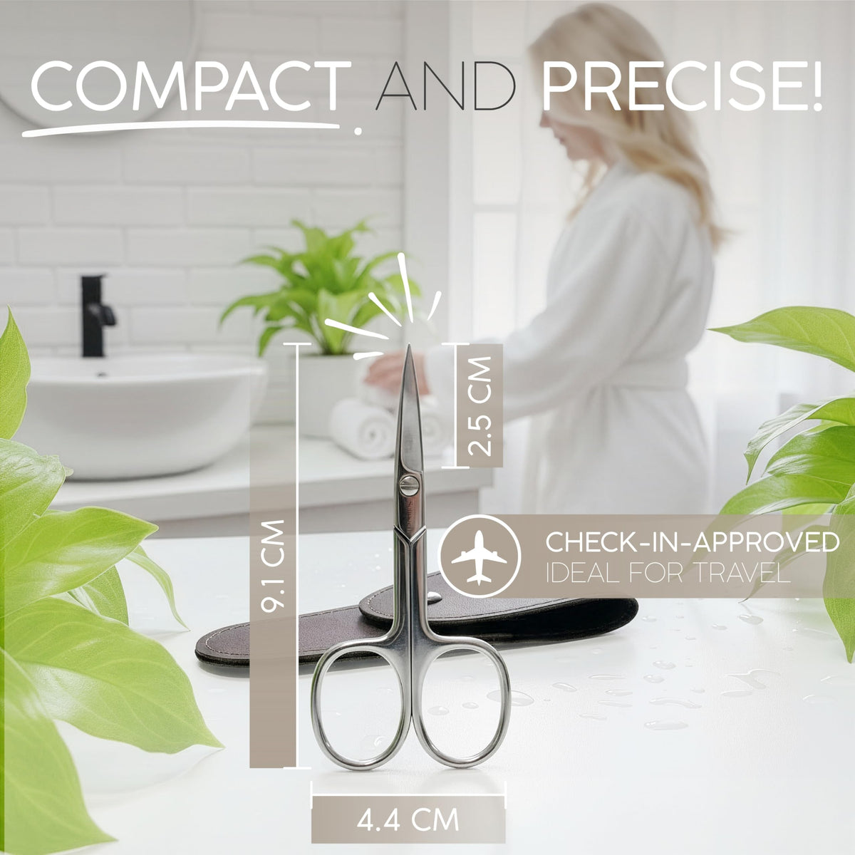 MarQus Solingen curved scissors for brows and grooming.