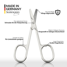  marQus Solingen nail scissors inside imitation leather case for travel protection.