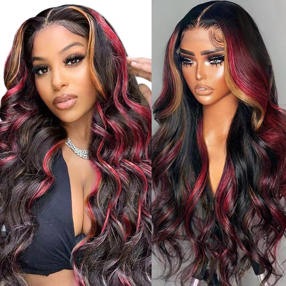 MARRY MOON 13x6 burgundy lace front wig with 22-inch length for a natural part