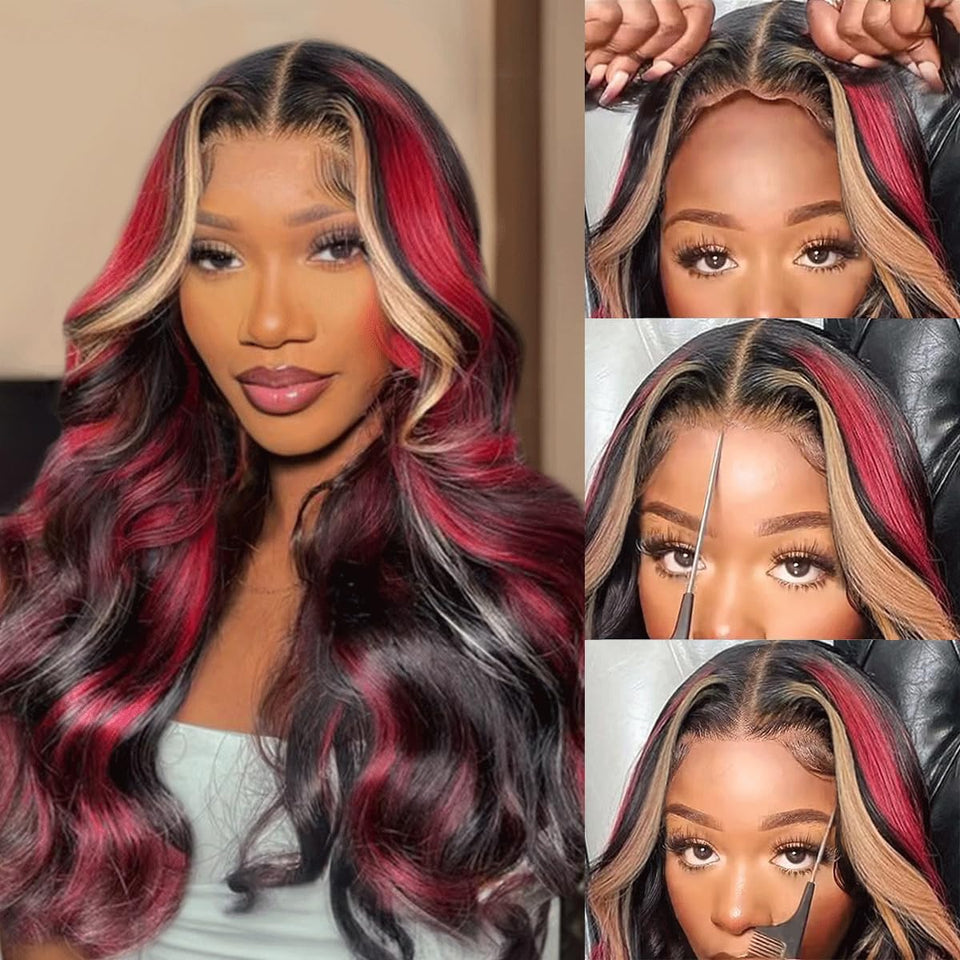 MARRY MOON 13x6 burgundy lace-front wig ombre 24in for effortless everyday styling.