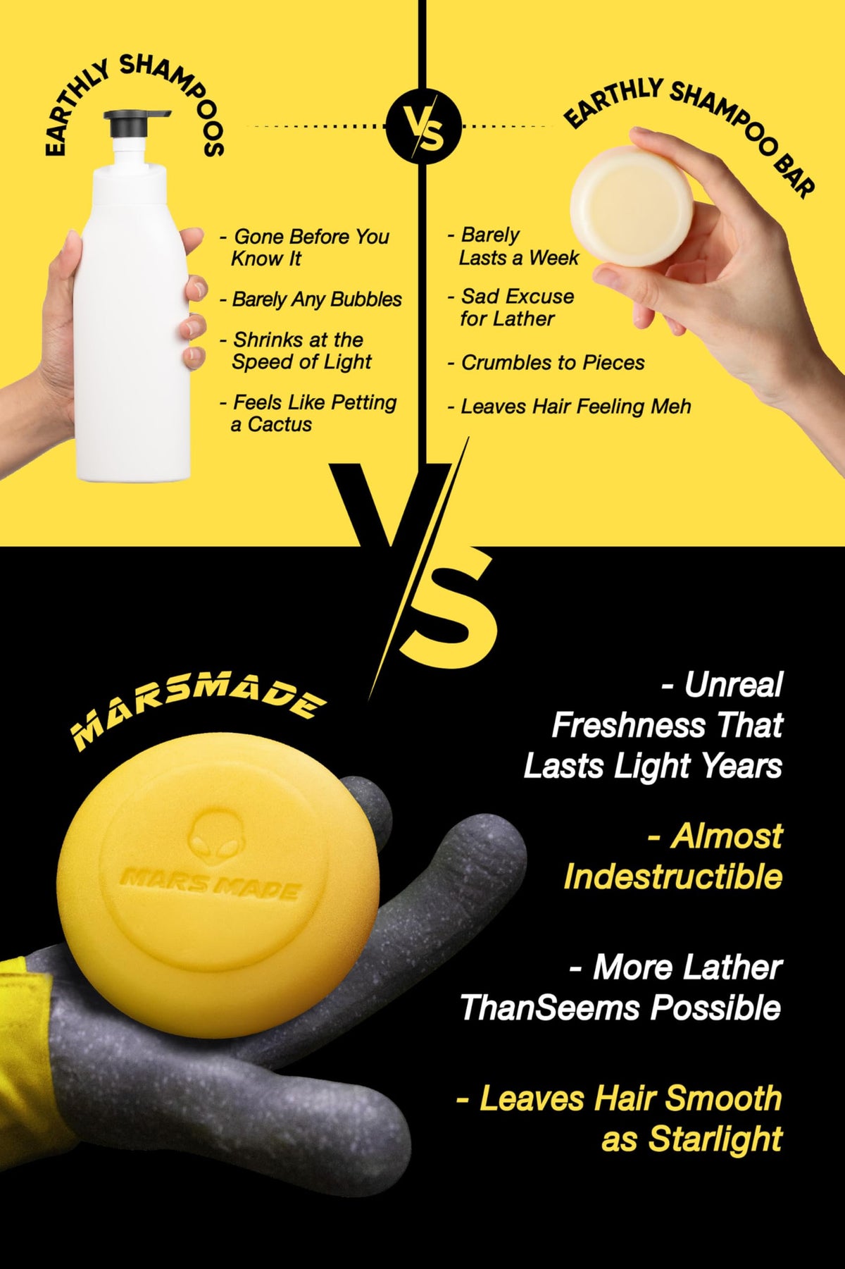 Mars Made Sea Salt Shampoo Bar natural-lather delivers smooth, hydrated hair.