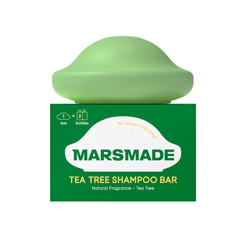 Mars Made Tea Tree Shampoo Bar 2.0 close-up for purifying scalp cleanse.