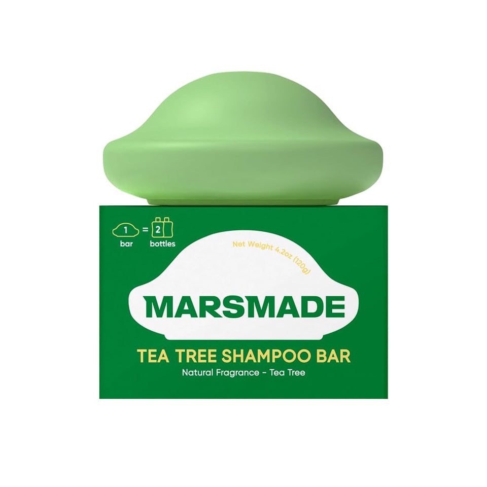 Mars Made Tea Tree Shampoo Bar 2.0 close-up for purifying scalp cleanse.