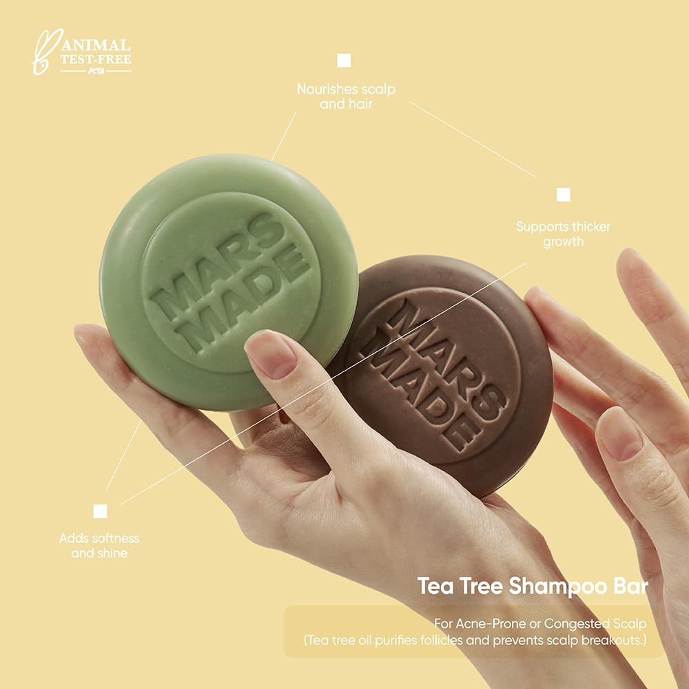 Mars Made Tea Tree Shampoo Bar 2.0 foamy lather with refreshing scalp tingle.