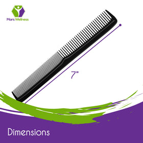Mars Wellness black plastic hair comb close-up highlights durable, heat-resistant design for everyday styling.