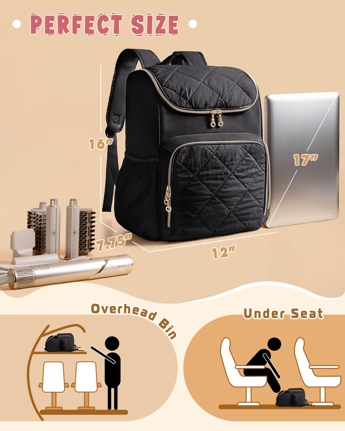 Marscamd insulated hairstylist travel bag back panel provides breathable comfort