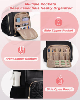 Marscamd insulated hairstylist travel bag top clear pockets for small accessories tidily