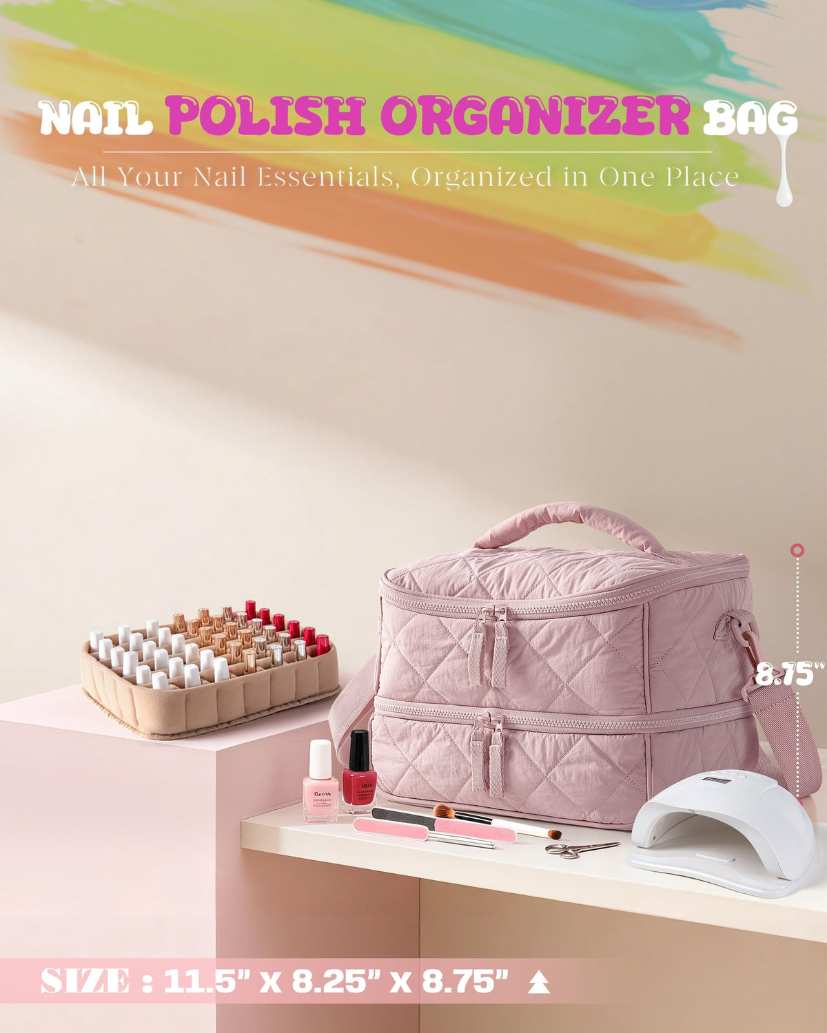 Marscamd quilted organizer bag dimensions 11.5 x 8.25 x 8.75 inches