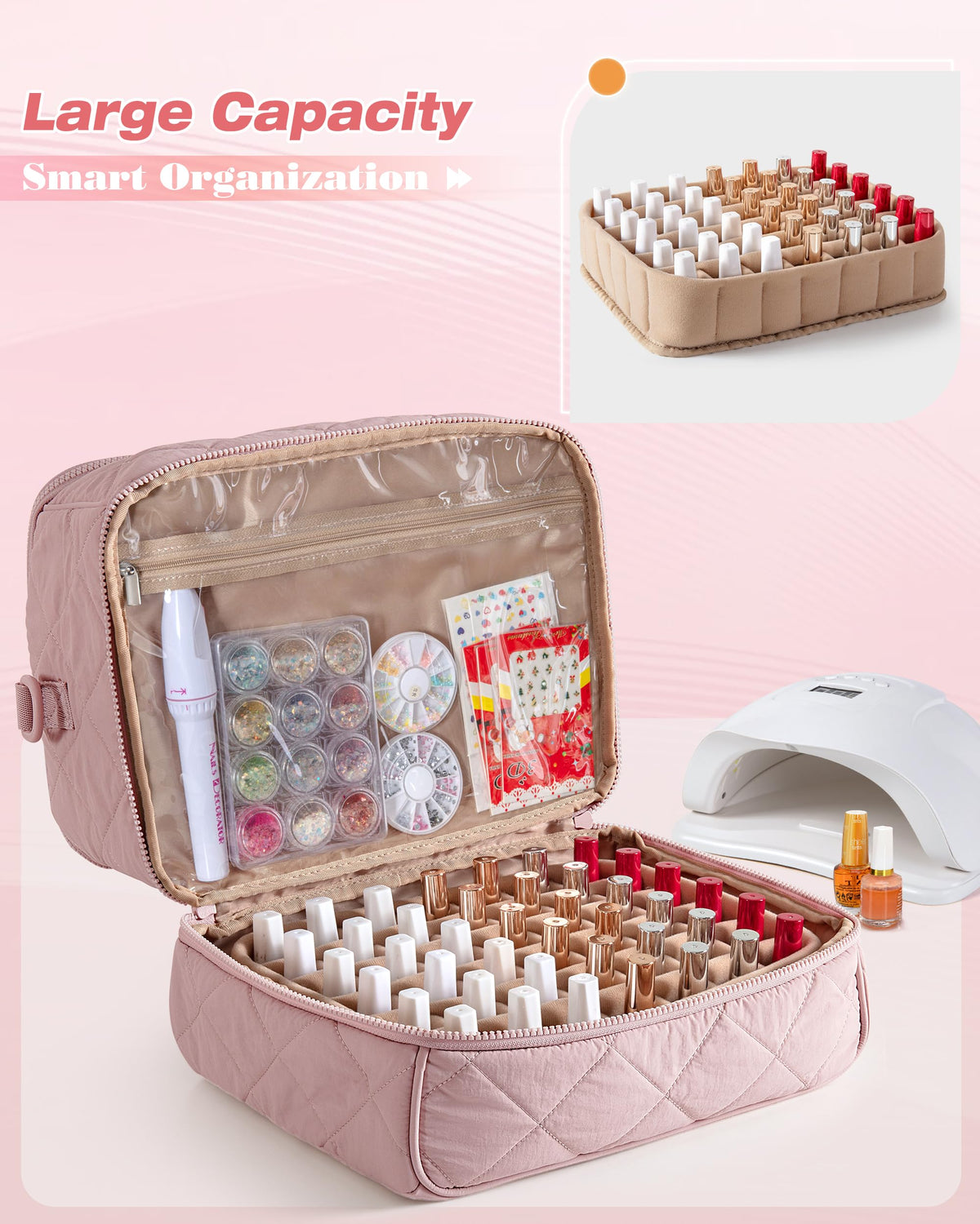 Marscamd quilted organizer bag transparent pocket for decorations
