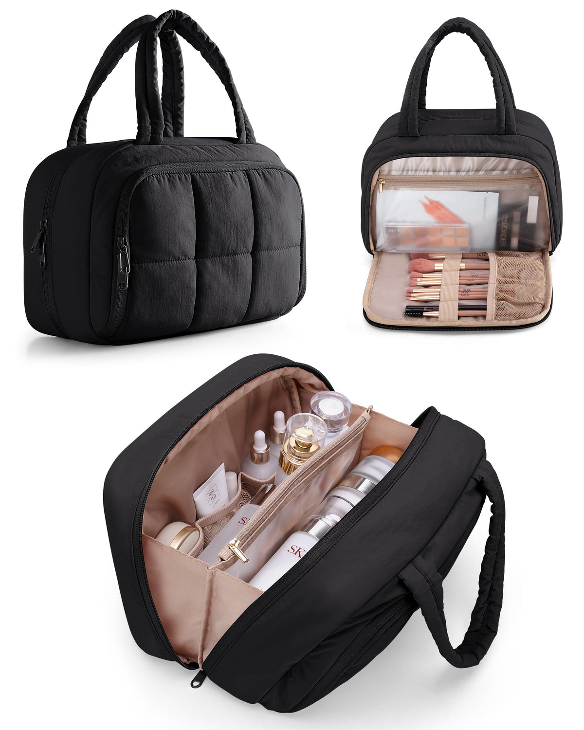 Marscamd travel makeup bag exterior, compact medium size ideal for carry-on packing