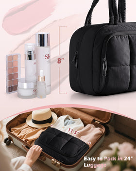 Marscamd bag demonstrates space for travel-size shampoo and conditioner