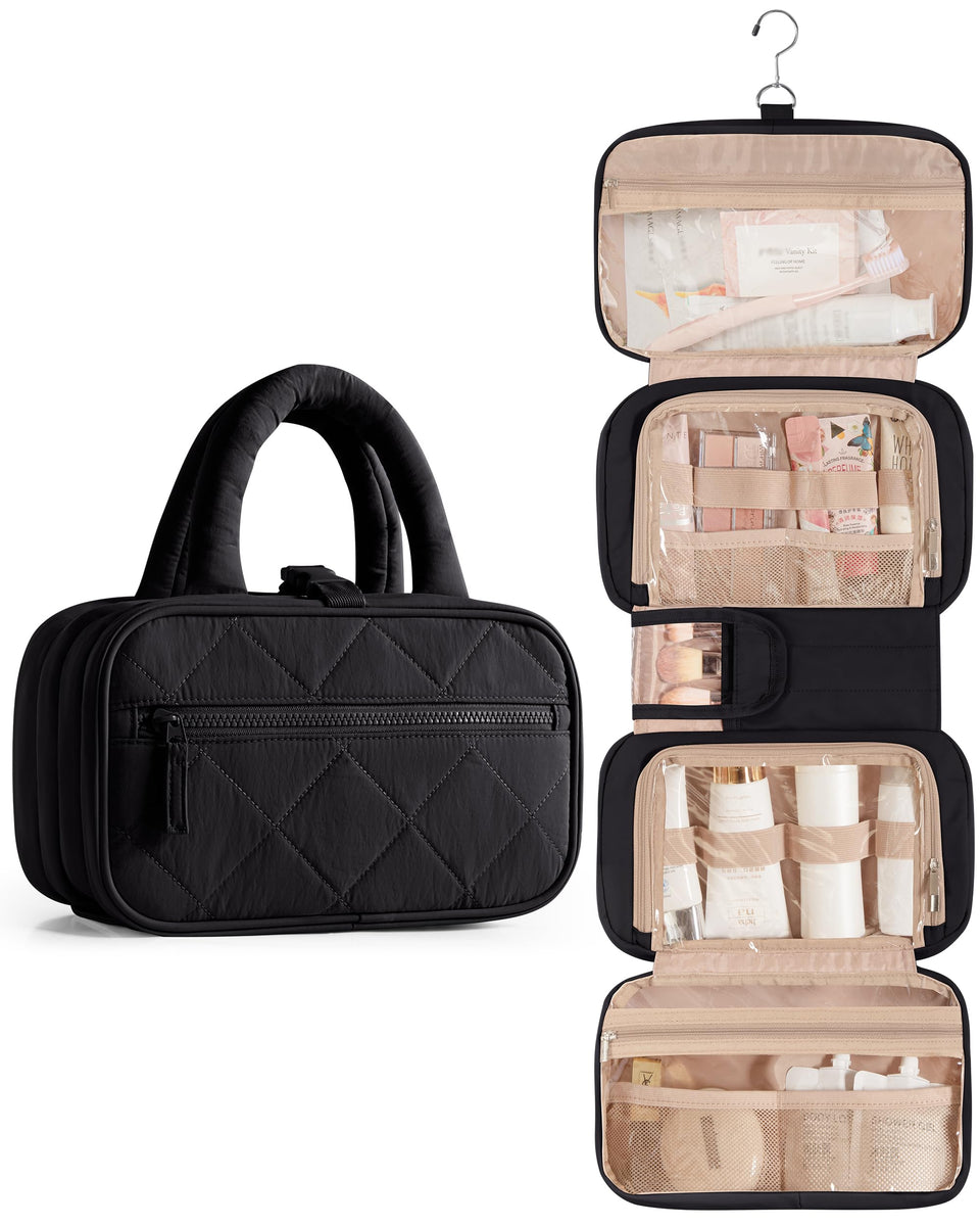 Marscamd travel toiletry bag with hook for hands-free hanging and quick access