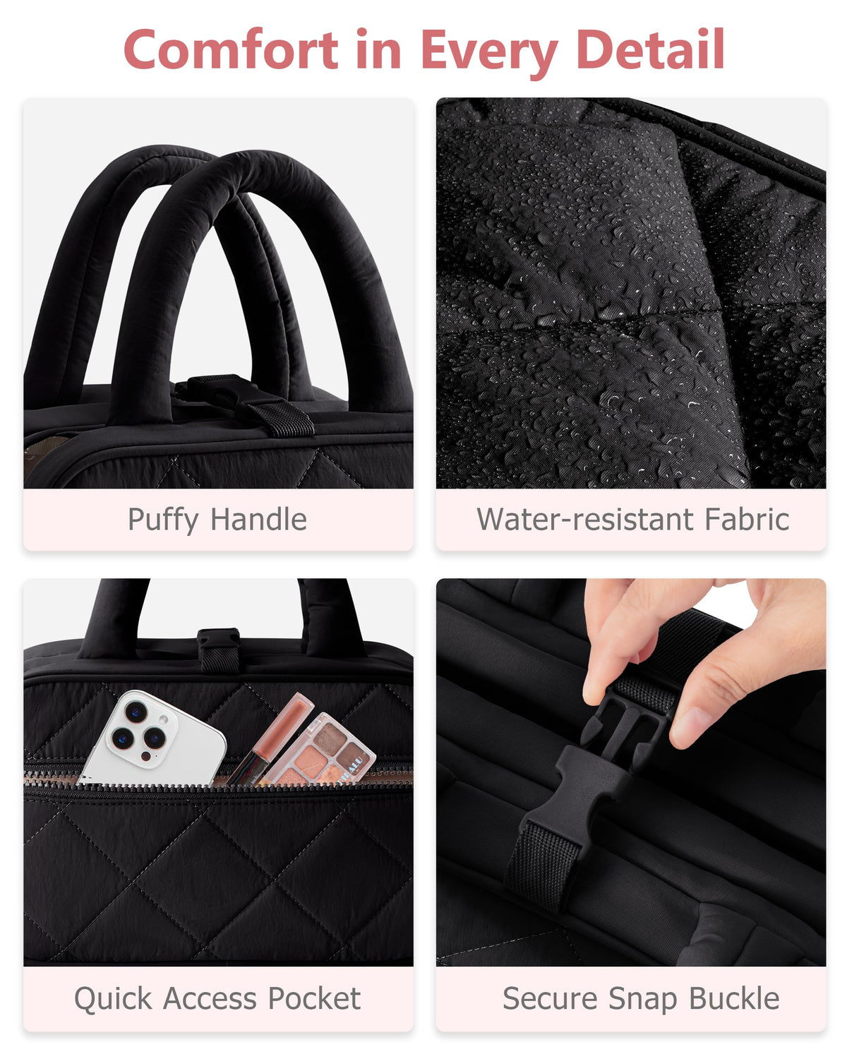 Soft padded handle provides comfortable carrying when full
