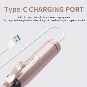 Marske cordless curling iron with travel case shown for on-the-go use.