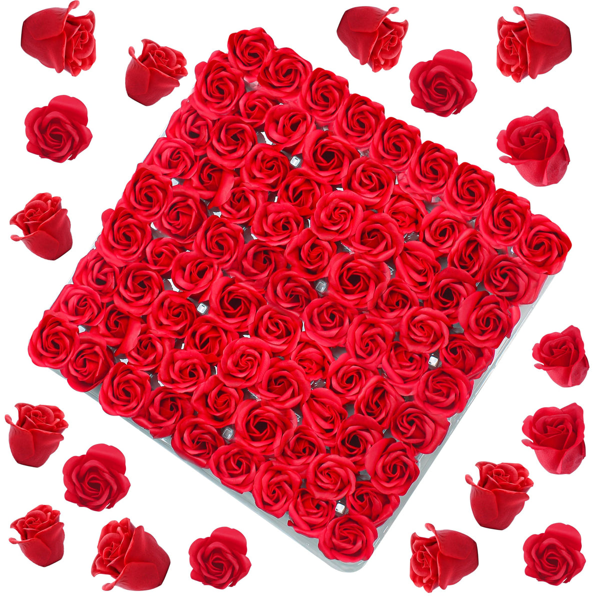 Marsrut 81Pcs bath soap rose flower—festive display and fragrance.