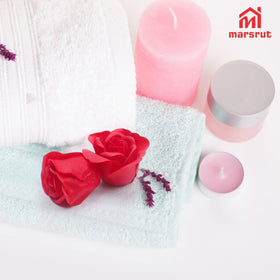 Marsrut bath soap rose scent—soothing ambiance for bath time.