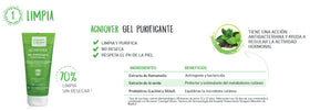 Martiderm Acniover gel applied to the face for a refreshing cleanse.