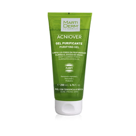 Martiderm Acniover purifying gel, 200ml tube, ready for cleansing routine.