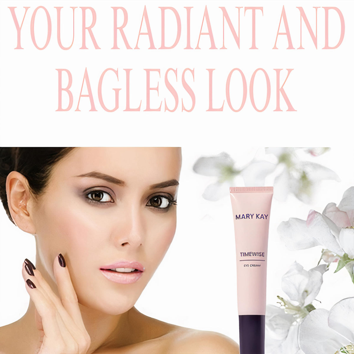 Mary Kay Eye Cream texture swatch shows smooth, creamy formula for the under-eye.