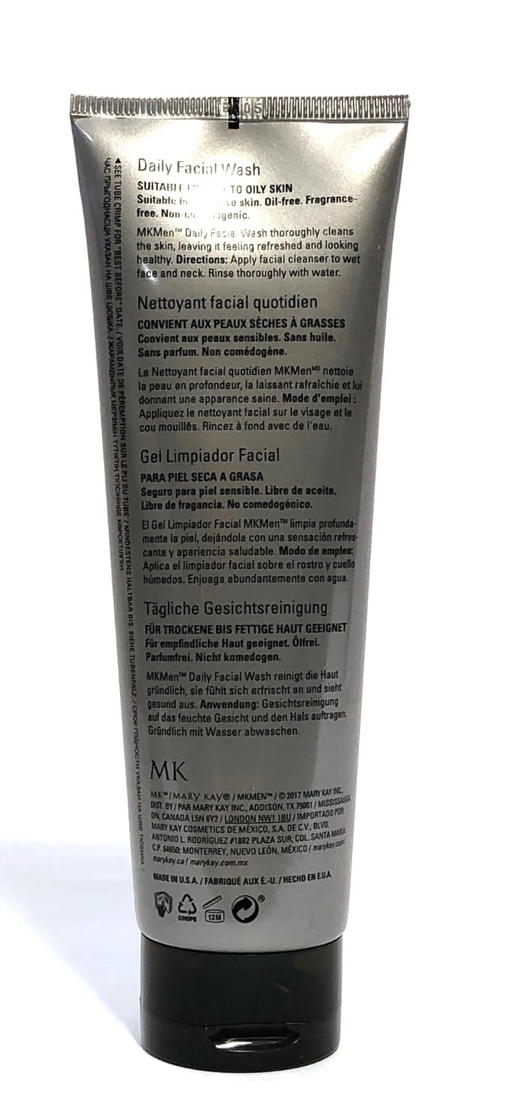 Mary Kay MK Men Daily Facial Wash pack shot highlights convenient 4.5 oz size.