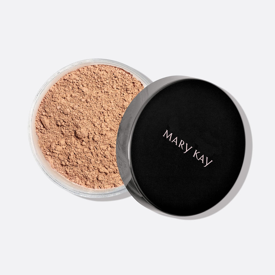Mary Kay Silky Setting Powder Light Medium Beige in a matte finish for all day shine control
