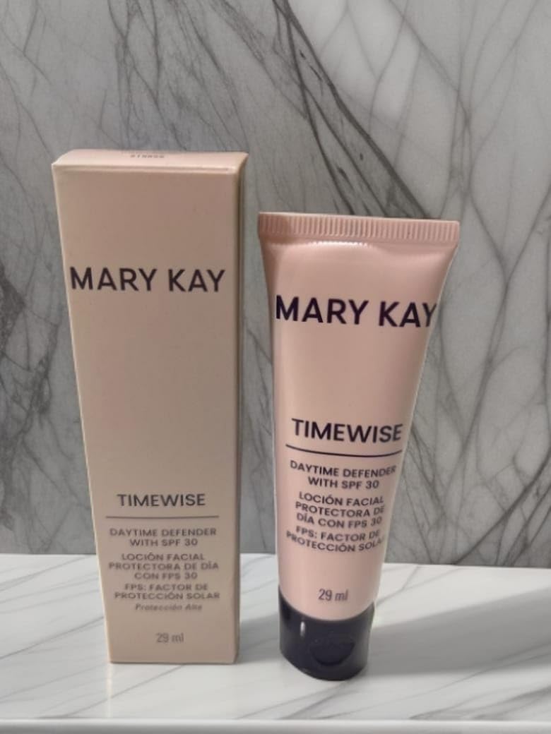 Applying Mary Kay TimeWise Daytime lotion creates a dewy, nourished look
