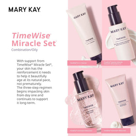 Mary Kay TimeWise Miracle Set step guide featuring routine to reset skin pace.