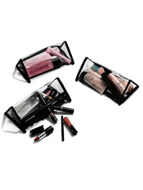Mary Kay Travel Roll-Up Bag open view showing organized compartments for cosmetics