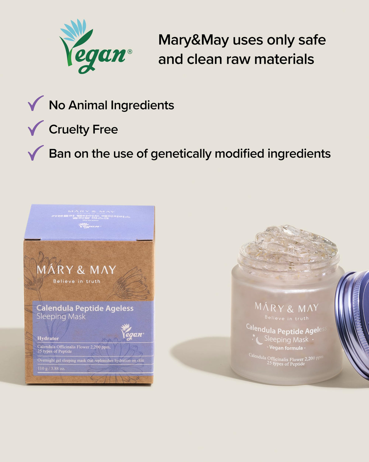 Mary&May 25 peptides close-up signals elasticity support for a resilient feel.