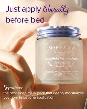 Mary&May ceramide and hyaluronic acid panel emphasizes barrier support and moisture retention.
