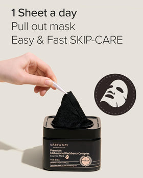 Mary&May bamboo charcoal sheet closeup for improved fit and oil absorption.