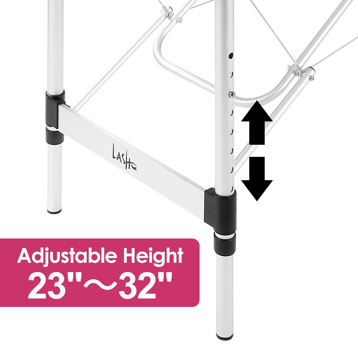 Masajeo lash bed height adjustable from 23 to 32 inches
